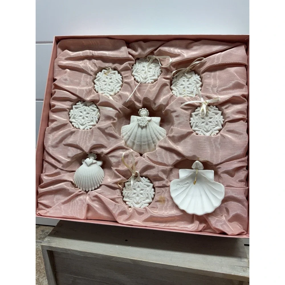 Margaret Furlong Winter's Jewel Collection 9pc Porcelain Angel Snowflake Set